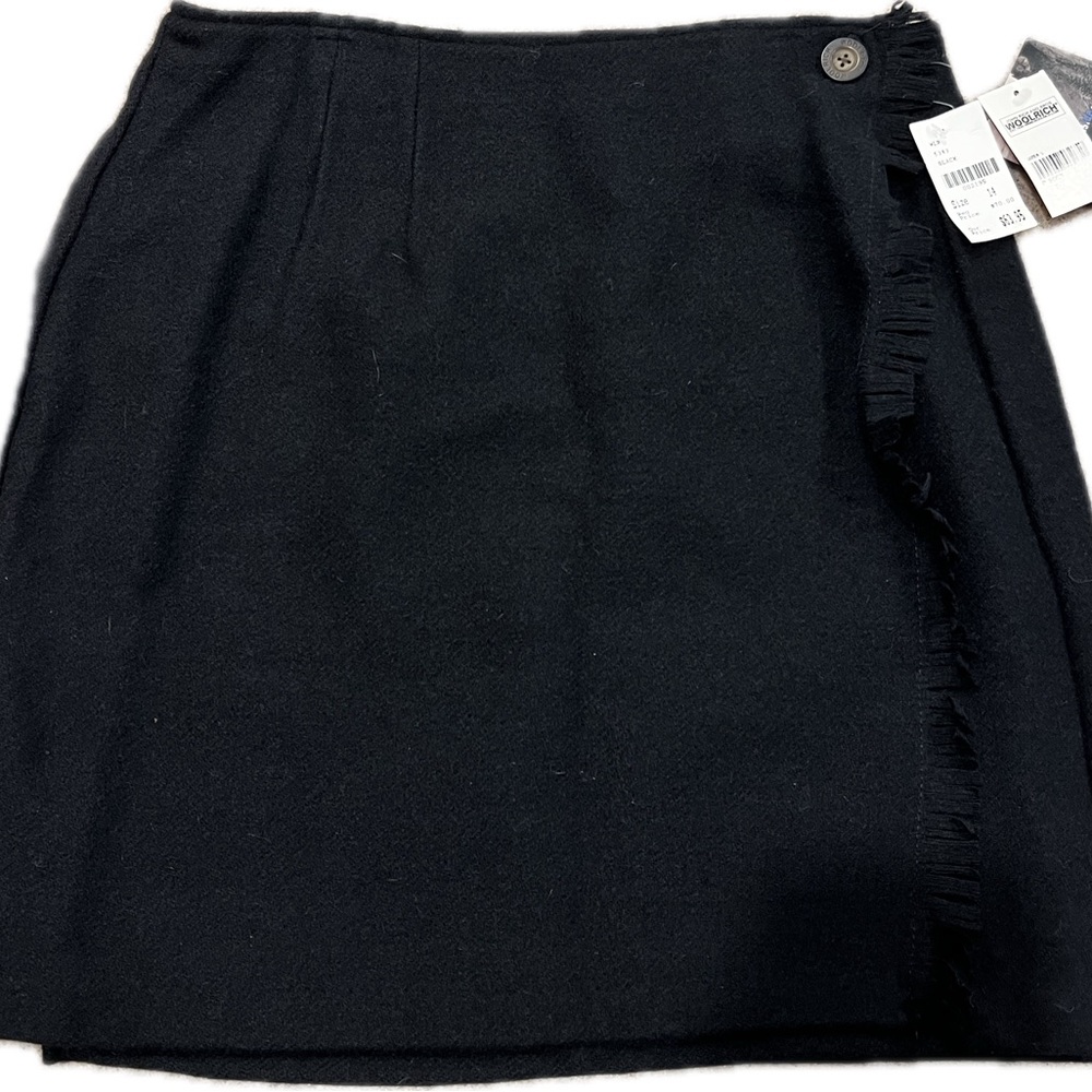 90s Woolrich Wool Fringe Wrap Skirt 14 Black Classic Old School Deadstock